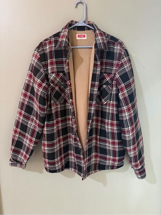 Wrangler Other - Wrangler Shirt Mens Small Black Plaid Flannel Sherpa Lined Shacket Jacket Coat
